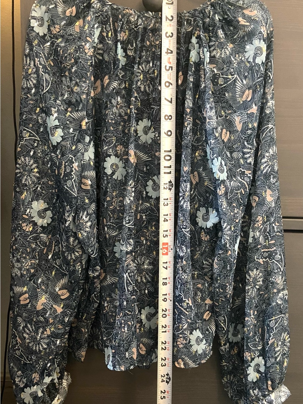 Anthro Let Me Be Sheer Floral Puff-Sleeve Tunic
